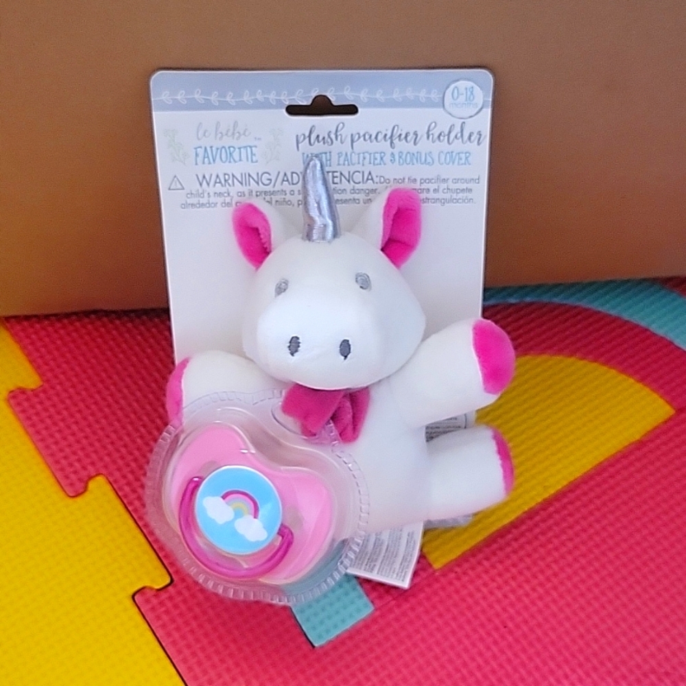 Le Bébé Unicorn Pacifier Holder & Rainbow Pacifier